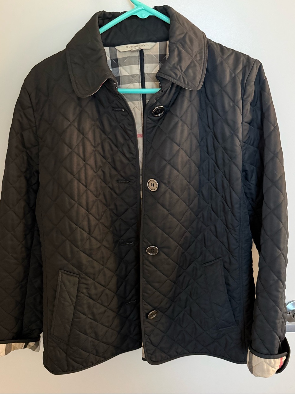 Burberry Women’s Quilted Black Jacket large